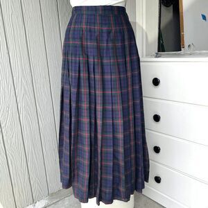 VTG 90s GAP Plaid Tartan Pleated Midi Skirt Rayon Grunge Academia Sz 8